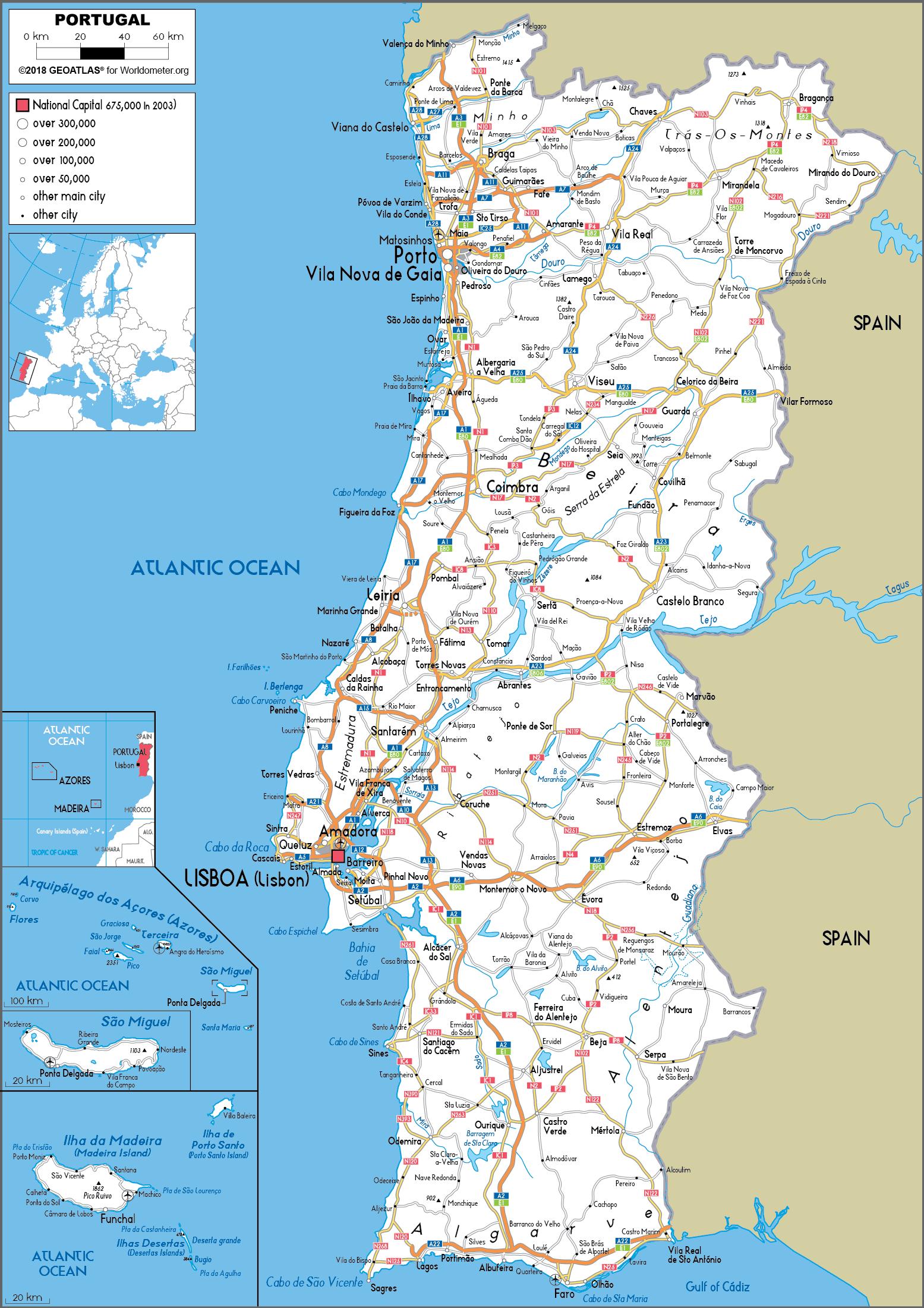 Mapa De Ciudades De Portugal Mapa De Ciudades De Portugal Europa Del Sur Europa 4761