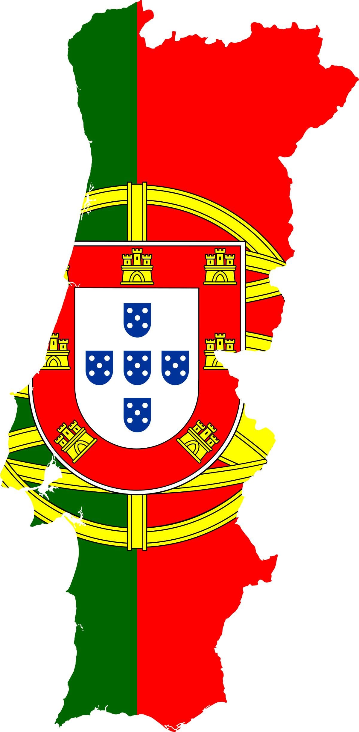 Portugal mapa de la bandera