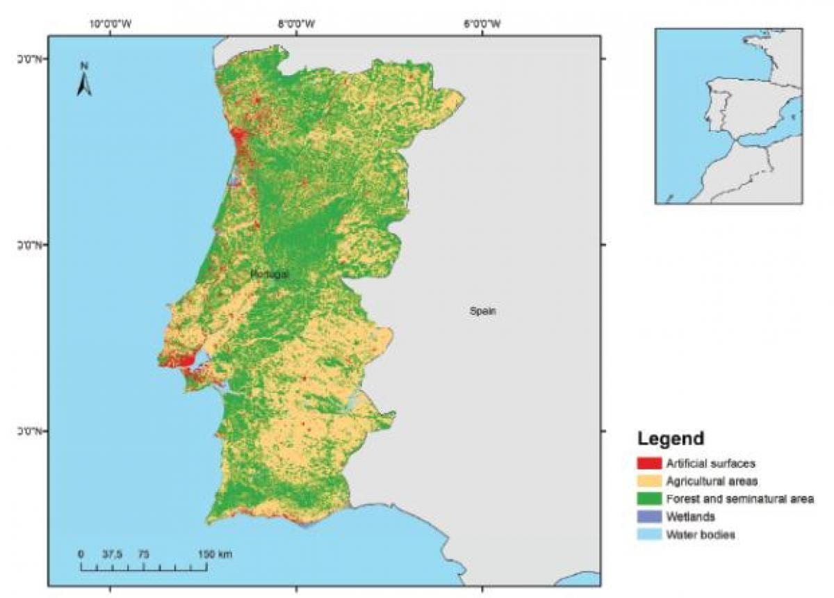 mapa de Portugal bosques