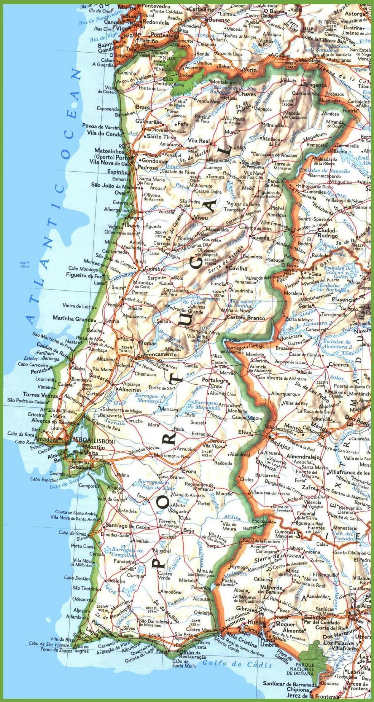 Portugal costa oeste del mapa - Mapa del oeste de Portugal ...