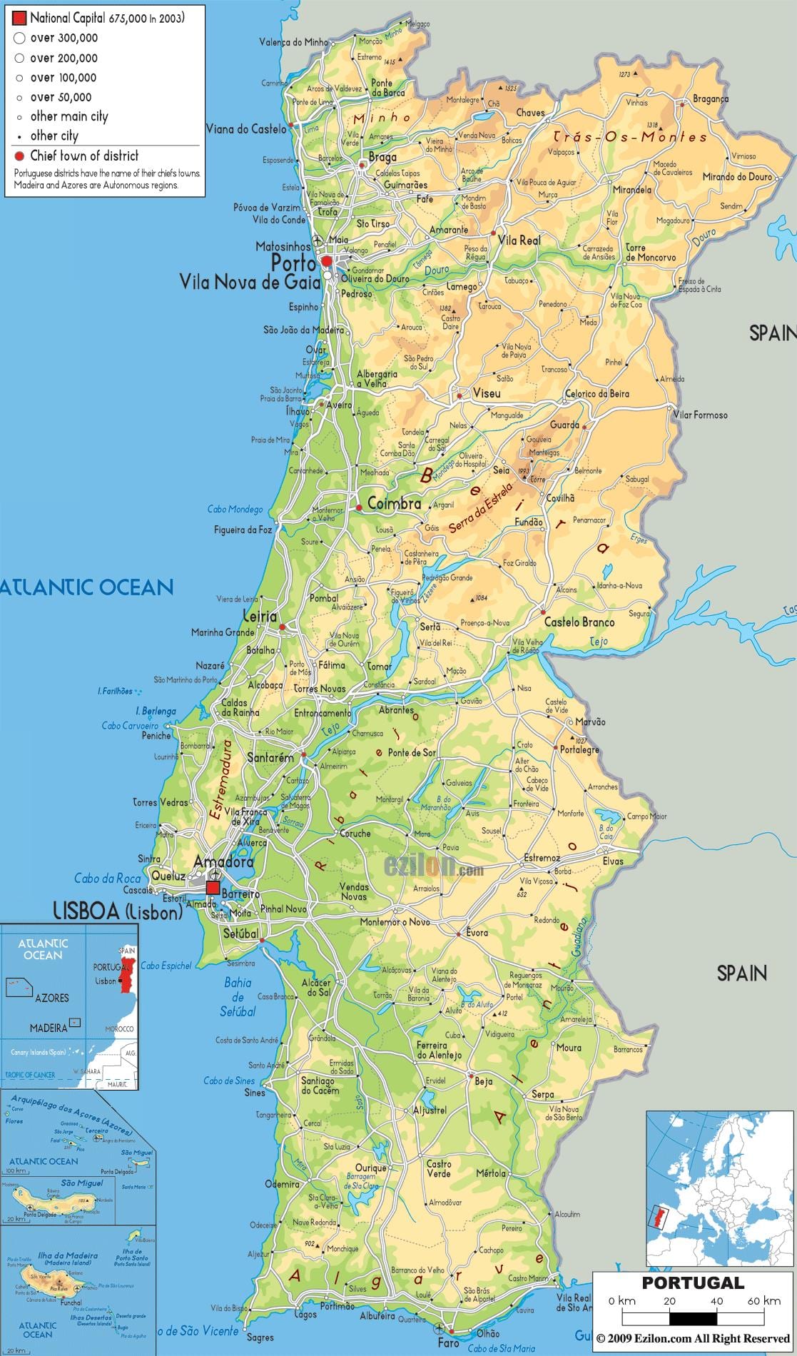 Portugal en el mapa