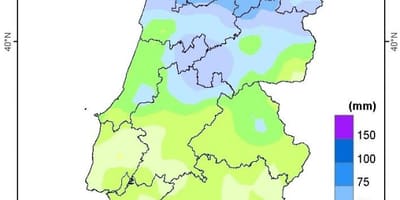 Mapa de Portugal lluvia