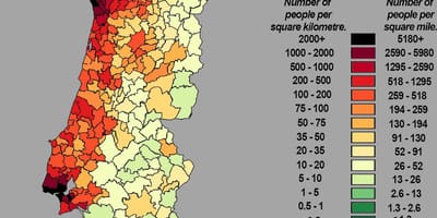 Mapa de población de Portugal