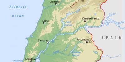 Mapa físico de Portugal