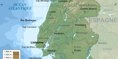 El mapa topográfico de Portugal