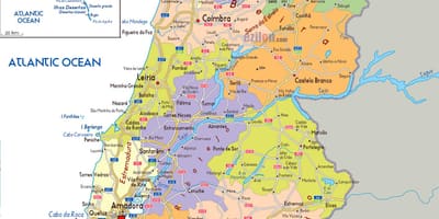 Mapa de Portugal regiones