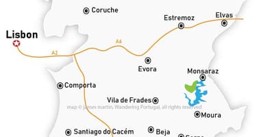 Mapa de la región de Alentejo Portugal
